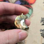Golden Flash Labradorite Crescent Pendant – Moon Phase Necklace