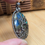 Tree of Life Pendant – Aurora Opal + Moss Agate Doublet in Sterling Silver