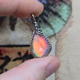 Double Sided Faceted Fiery Aurora Opal Pendant In Antiqued Sterling Silver - Rock Your World 