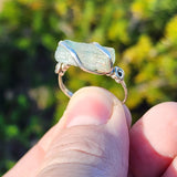Raw Aquamarine Crystal Ring in Sterling Silver Sz 10.25