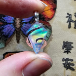 Faceted Rainbow Aurora Opal Pendant In Hammered Sterling Silver with 20 Inch Chain - Rock Your World 