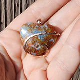 Red Marcasite Plume Agate Geode and Jasper Heart Pendant in 14kt Rose Gold Fill