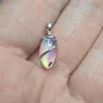 Aurora Opal Mini Cabochon Pendant in Sterling - Handmade Tension-Set Jewelry