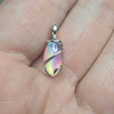 Aurora Opal Mini Cabochon Pendant in Sterling - Handmade Tension-Set Jewelry