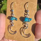 Kingman Turquoise Nugget Moon Earrings in Sterling Silver