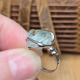 Aquamarine Crystal Ring – sz 7.5 – Clear Blue Natural Beryl