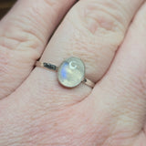 Moonstone Ring sz 11 – Golden + Ice Blue Flash Sterling Silver