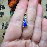 Electric Blue Boulder Opal Pendant in Sterling Silver