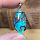 Moss Agate Aurora Lagoon Pendant – Copper Ocean Talisman