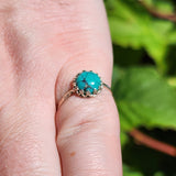 Natural Turquoise Ring sz 7.5 – Sky Blue Cab Matrix Sterling Silver