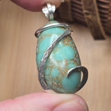 Vintage Turquoise Pendant – Sterling Spiral & Robin’s Egg Revival - Rock Your World 