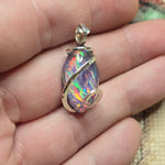 Large Marquis Aurora Opal Pendant – Sterling Silver