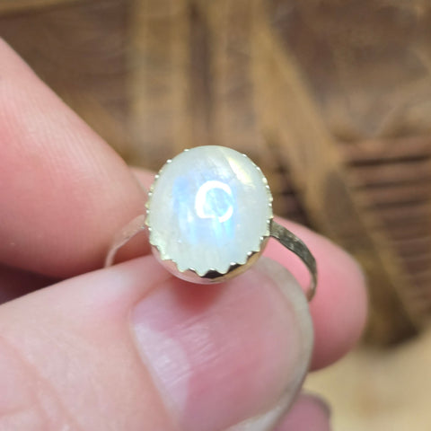 Bright Blue Glow Moonstone Ring sz 7.75 – Sterling Silver