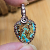Nevada Turquoise Pendant - Copper Gallery Wire Wrap