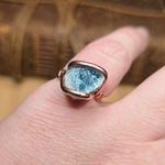 Raw Crystal Ring sz 7.25 – Blue Tourmaline with Pale Pink Rim