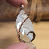 Tube Moss Agate Pendant Crystal Fade with Geode Copper Wrapped