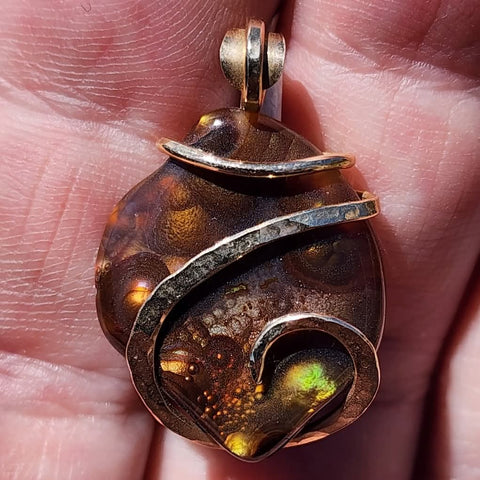 Mexican Fire Agate Pendant in 14ktYellow Gold Fill