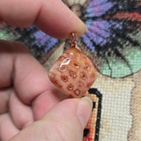Carnelian Fossil Coral Pendant with Quartz Druzy – Ancient Geode Necklace