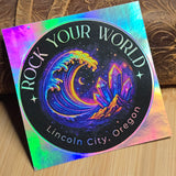 Rock Your World Holographic Sticker Waves + Crystals in Moonlight - 3in Sticker