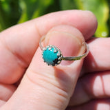 Natural Turquoise Ring sz 12 – Sterling Silver Hammered Band