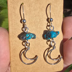 Kingman Turquoise Nugget Moon Earrings in Sterling Silver