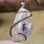 Crazy Lace Agate Pendant – Rosy Canyon with Crystal Cave in Sterling Silver