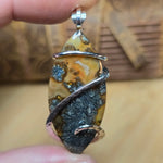 Marcasite in Carnelian Agate Pendant – Desert Ember in Sterling Silver