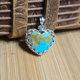 Healed Turquoise Heart Pendant - Bright Sterling Silver