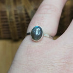 Blue Flash Labradorite Ring sz 9 - Hammered Sterling Silver