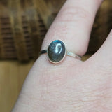 Blue Flash Labradorite Ring sz 9 - Hammered Sterling Silver