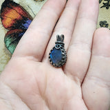 Royal Blue Faceted Labradorite Antiqued Sterling Silver Pendant