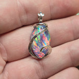 Large Marquis Aurora Opal Pendant – Sterling Silver