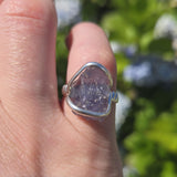 Raw Iolite Crystal Ring sz 6.5 Sterling Silver – Blue to Grey Pleochroic Shift