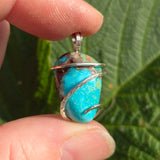 Sky Blue Turquoise with Red-Brown Matrix Pendant – Sterling Silver