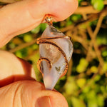Purple Agate + Citrine Crystal Pendant – 14K Rose Gold Fill