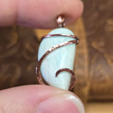 Light Blue Amazonite Pendant - Copper Wrapped Stone Jewelry