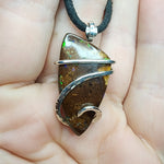 Australian Boulder Opal Pendant in Sterling Silver - Large Abstract