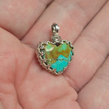 Healed Turquoise Heart Pendant - Bright Sterling Silver