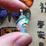 Faceted Rainbow Aurora Opal Pendant In Hammered Sterling Silver with 20 Inch Chain - Rock Your World 