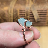Raw Crystal Copper Ring sz 7 – Raw Sky Blue Aquamarine Beryl
