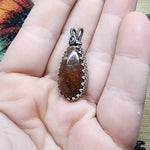 Dinosaur Fossil Gem Bone Pendant in Sterling Silver