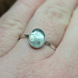 Stormy Blue Aquamarine Ring Size 12.75 - Hammered Sterling Silver