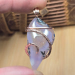 Purple Agate + Citrine Crystal Pendant – 14K Rose Gold Fill