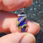 Boulder Opal Pendant Sterling Silver - Indigo Base with Blue + Violet Fire