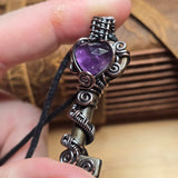Amethyst Heart Key Pendant – Rose Cut Gem Wire Wrap Design