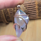 Purple Agate + Citrine Crystal Pendant – 14K Rose Gold Fill