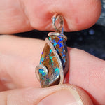 Boulder Opal Pendant - Sterling Silver Lightning Flash Ironstone Matrix