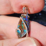 Boulder Opal Pendant - Sterling Silver Lightning Flash Ironstone Matrix