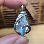 Boulder Opal Pendant with Blue Fire – Sterling Silver Forged Embrace