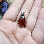 Striking Red Orange Carnelian Agate Pendant in Sterling Silver